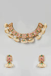 Gold Finish Pearl Choker Necklace Set