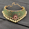 Real Kemp Micro Gold Polished AD Bridal Choker Necklace Set